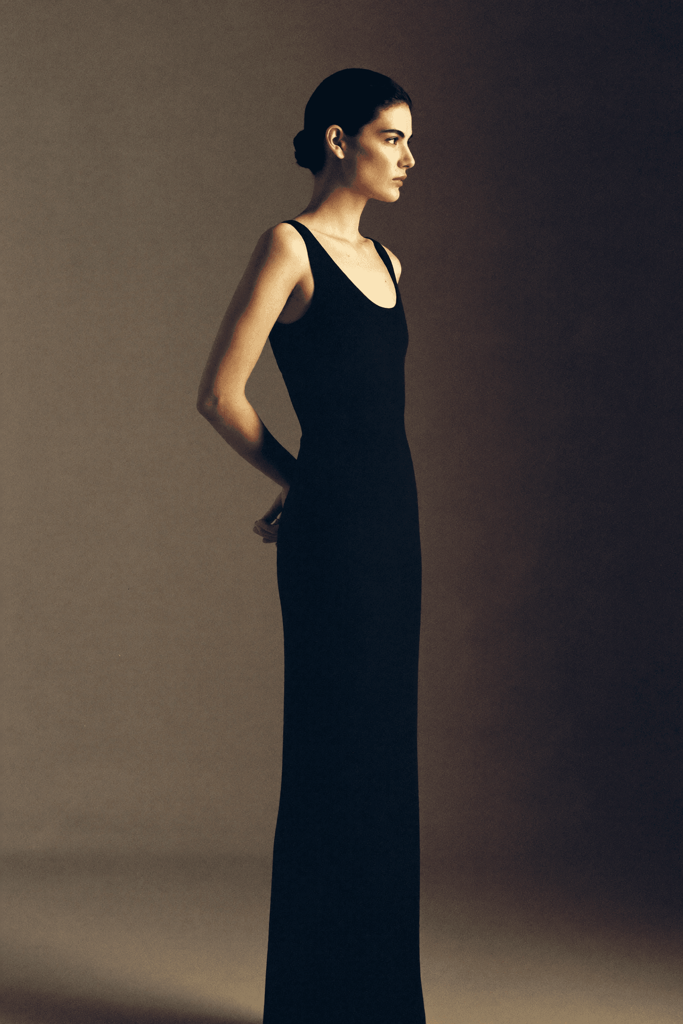 Noir Column Evening Gown