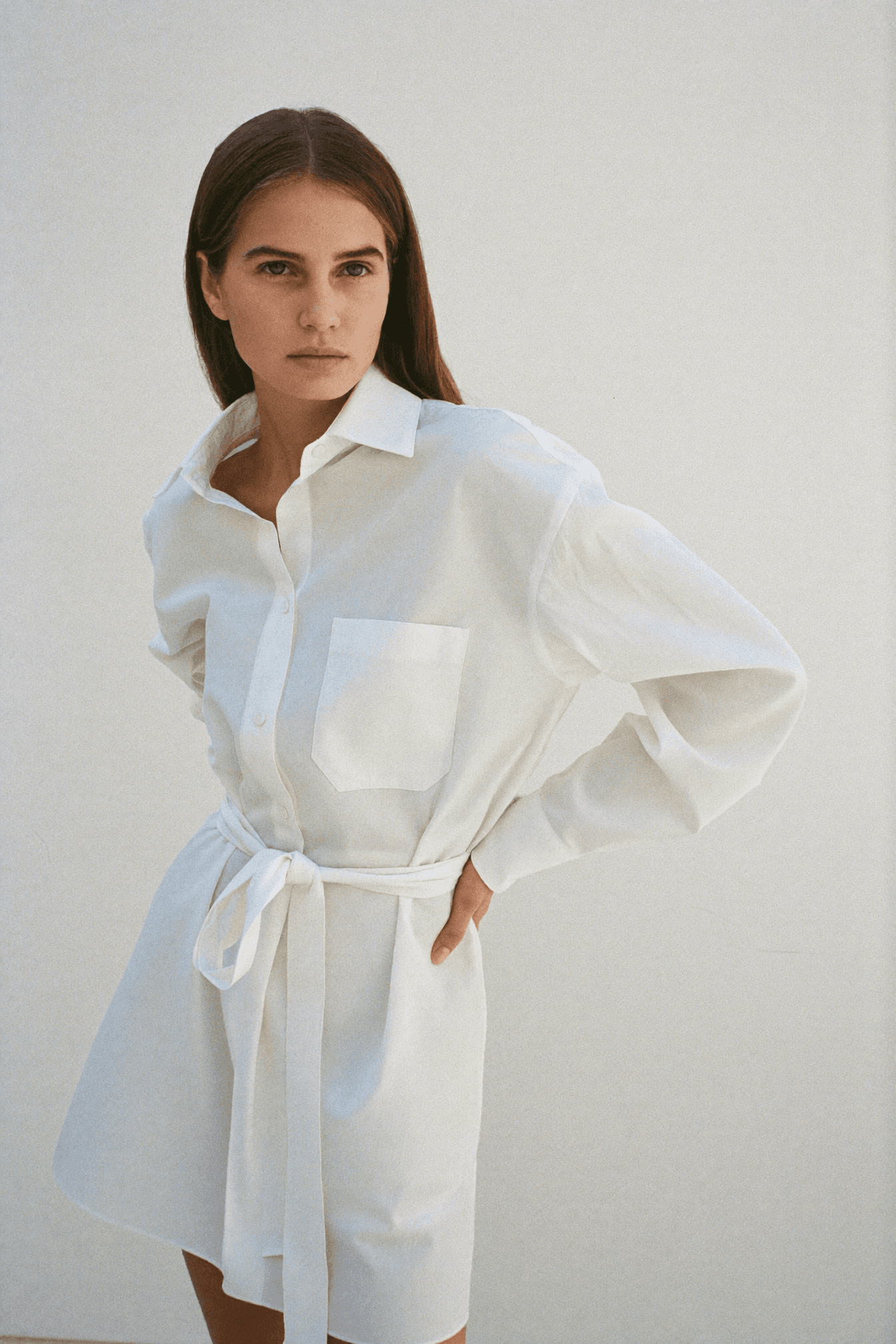 Ivory Poplin Shirt Dress