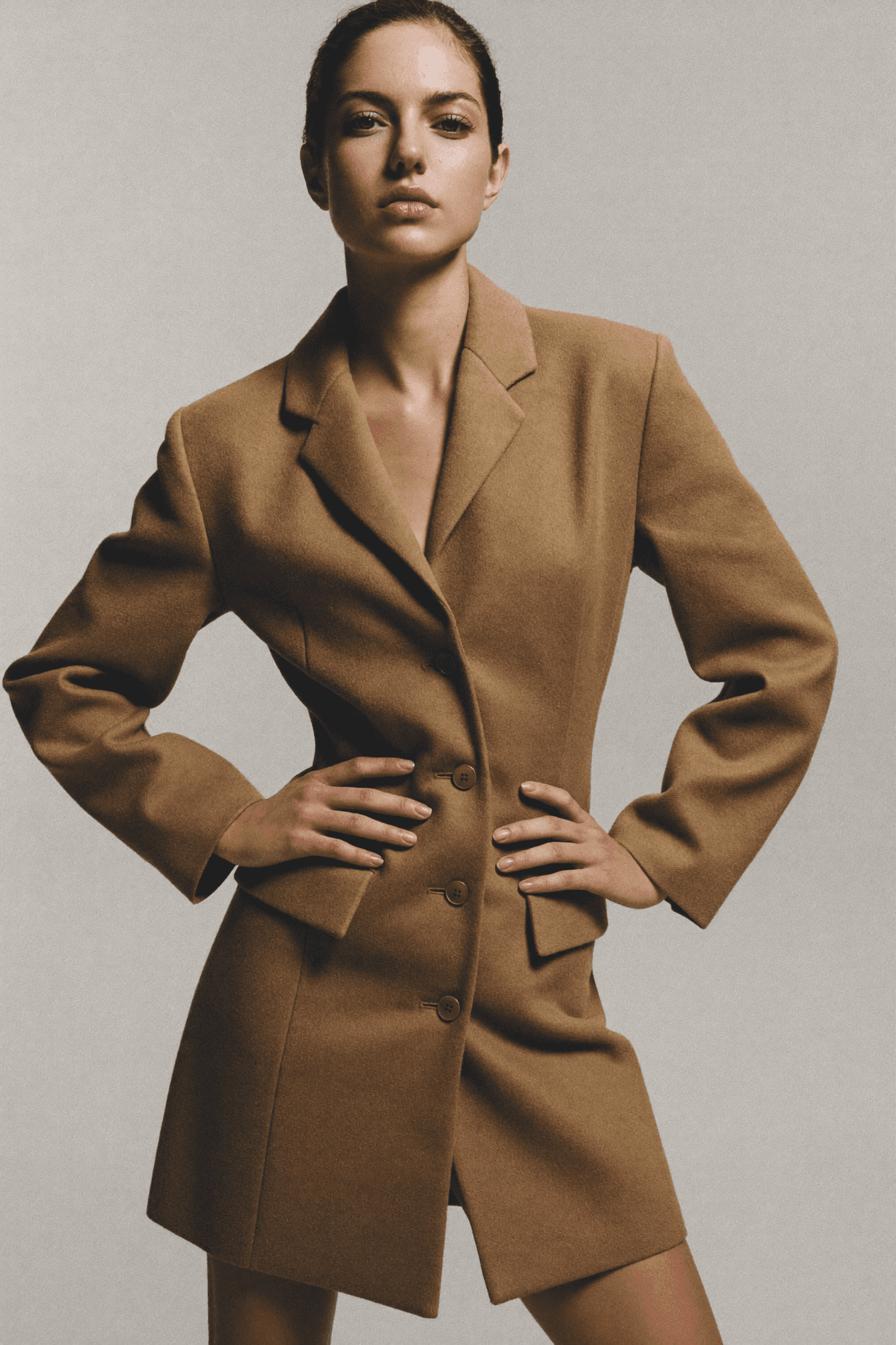 Petite Camel Blazer Dress