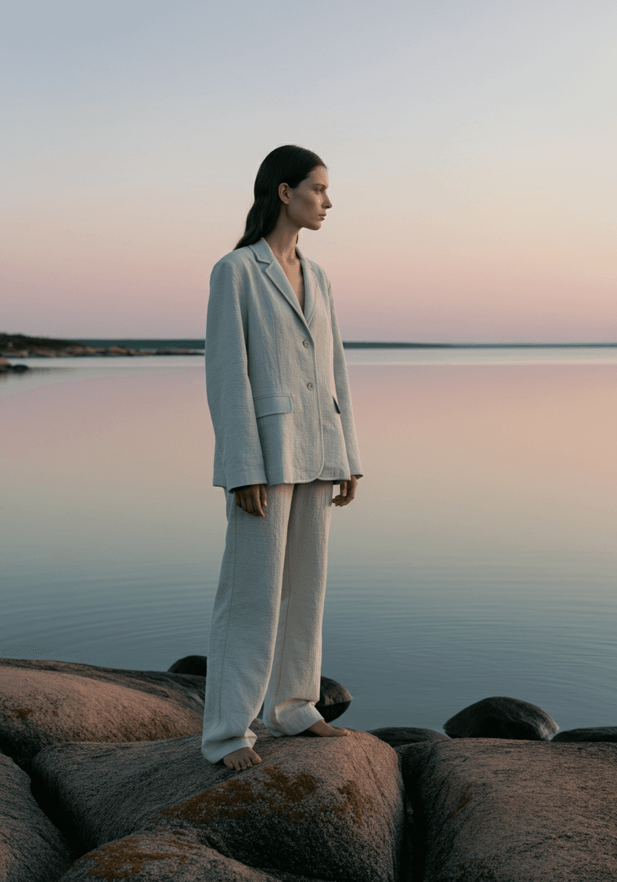 Ivory Textured Cape Suit